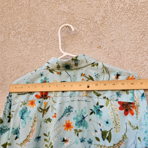 COLDWATER CREEK Women's Blouse Plus Size 1X Green Floral Garden 3/4 Sleeve - Picture 7 of 9